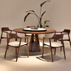 Youthful and trendy North American black walnut solid wood dining table Villa parquet round table Home round light luxury dining table 158*158*77cm single table