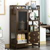 ZHUYIJIA tea cabinet small tea table new Chinese style tea table table tea side cabinet ancient storage living room storage tea can storage cabinet 3 layers 80 double drawer double door