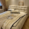 Cream style new Internet celebrity bed modern simple puff bed girls secondary master bedroom large bed light luxury fabric bed double bed light luxury fabric bed ready for delivery - delivery to home 1.5m*2.0m full bed frame structure