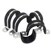Jinchao 304 stainless steel pipe buckle clip U-shaped belt with rubber strip riding clamp pipe clip to fix cable hoop 6 (5 pieces) rubber strip riding clamp
