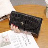 Sephoron 2026 New Long Wallet Women's Genuine Leather Large Capacity Mobile Phone Handbag Fashion Buckle Crocodile Pattern Cowhide Wallet Crocodile Pattern Black