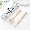 Shell's Wei Chopsticks and Spoon Set Portable Tableware Antibacterial and Mildewproof Baby Children's Kindergarten Students Going to School Special for Office Workers Portable Spoon and Chopsticks Two-piece Set (Green Leaf Bag)