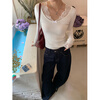 Ono Seven Days white sweater for women in spring and autumn, long-sleeved top, lazy, high-end pullover, retro lace sweater L