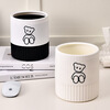 Fanxi Nordic Round Mini Coverless Desktop Trash Can Coffee Table Living Room Office Study Desk Children's Trash Can Ivory White Bear