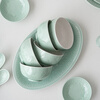 Su's Ceramics Celadon Tableware Set Light Green Glazed Grain Fengdeng Ceramic Bowl and Plate 56 Medium Tableware Gift Box