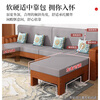Shiyue Yinju solid wood sofa combination for small apartments, new Chinese-style living room sofa, winter and summer dual-use economical all-solid wood sofa, three-person model A, walnut color (comes with cushion + back cushion + pillow)