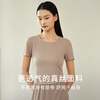 Jin Santa Ladies Silk Wearable Ribbed Right Shoulder Short Sleeve Shirt Skirt Almond Gray (Shirt) M