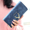 SHU GUO ER new women's wallet Japanese and Korean buckle frosted deer lock mature wallet black