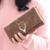 SHU GUO ER new women's wallet Japanese and Korean buckle frosted deer lock mature wallet black