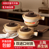 Cantonese-style claypot casserole, commercial high-temperature resistant, dry-cooked, non-cracking, traditional old-fashioned single-handled clay pot, special small casserole, dry-cooked, non-cracking, long-handled casserole - with lid 1000ml