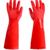 Dishwashing gloves, housework, kitchen, durable, velvet, thickened rubber, women's rubber, waterproof, extended rubber, washing clothes and washing dishes, red one-piece velvet (40cm), 1 pair, one size fits all