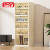 LINGX BOX sporadic box door shoe cabinet free of installation shoe storage box foldable shoe rack entrance dustproof transparent magnetic storage display cabinet cream white double row 5+1 high-rise