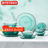 Corning tableware 12-piece heat-resistant glass tableware set Glass bowls and dishes set Lake green tableware 12-piece set