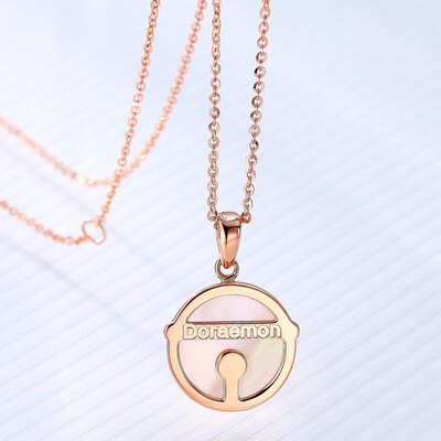 Chao Acer Chj Jewellery Doraemon Bell Shell 18k Gold Rose Gold Color Gold Necklace Female Models