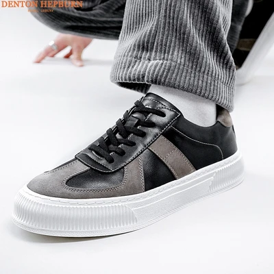 Dentonhepburnライトラグジュアリーブランドラグジュアリーメンズシューズ22ニューカジュアルシューズメンズ韓国 バージョントレンディで通気性のあるメンズスニーカーメンズオールマッチスモールホワイトシューズメンズブラック38
