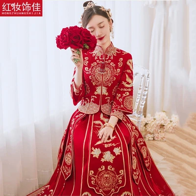 人気 中国の花嫁トースト服ウェディングドレスチャイナドレス ドレス Www Marinemastertrailers Com