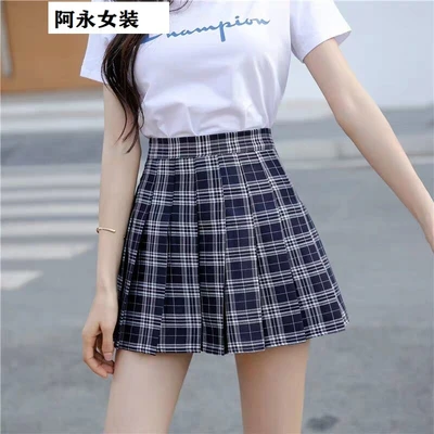 チェック柄プリーツスカート女子学生ショートスカート春夏スカート韓国版aラインハイ