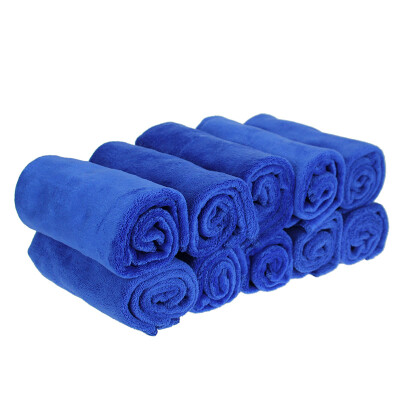 天气不错 高品质超细纤维洗车毛巾 擦车毛巾吸水毛巾加厚型 30*70cm十条装 蓝色 汽车用品
