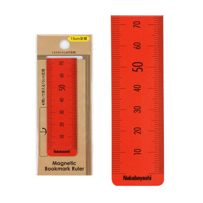 Nakabayashi Magnetic Bookmark Ruler S - 15 cm - Orange