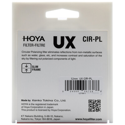 Hoya Polarizer Filter 52mm Ux Cir Pl Ultra Thin Cpl Polarizer