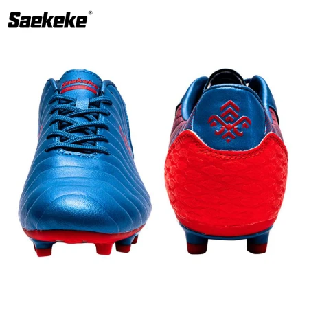 Saekeke Saekeke football shoes men's TF broken nails adult AG spikes training game sneakers children and adolescents middle school students campus club natural lawn spikes FG/AG blue red 36 one size too big