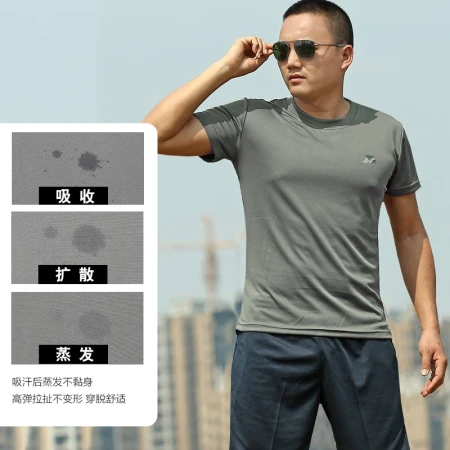 Summer fitness suit men's short-sleeved training suit summer shorts physical training training short-sleeved round neck quick-drying t-shirt men's suit jacket + pants 175/100