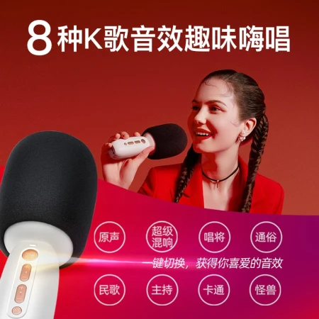 Sing it K song treasure small singing lark small dome wireless bluetooth microphone audio integrated microphone festival gift family children K song KTV computer mobile phone recording small singing C10 white