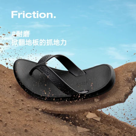LURAD flip flops men's summer outdoor wear sandals flip flops wear-resistant black rubber beach shoes trendy black 43-44
