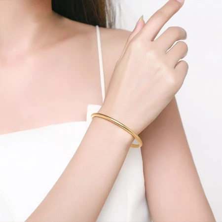 Chinese gold CHINA GOLD gold bracelet women's ancient method plain ring gold bracelet gold jewelry wedding jewelry Valentine's Day gift for wife and girlfriend 58 ring mouth about 10.2g