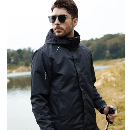 Simboo Simboo Jacket men's and women's trendy brand three-in-one two-piece set cotton warm jacket coat autumn and winter underwear ski windproof mountaineering padded jacket clothing custom 1855 black-male L