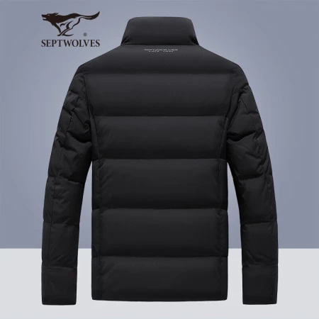 Septwolves Down Jacket Men's Winter Three-proof Goose Down Jacket Men's Warm Stand Collar Jacket Cold-proof Clothes Men's Tops Decorated Black 175/92AXL
