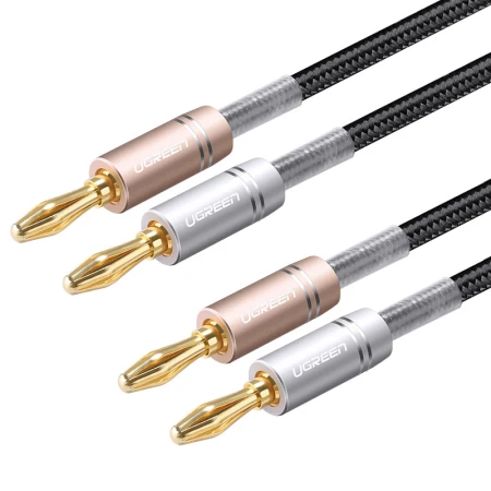 Green Union UGREEN banana plug speaker cable pure copper professional high-fidelity power amplifier audio horn audio cable double banana head speaker cable gold-plated plug 50536