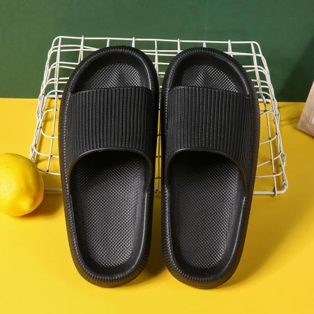 Lu Weiyu slippers men's thick-soled couple's home slippers stepping on shit feeling sandals and slippers women's indoor and outdoor home dragging black 44-45