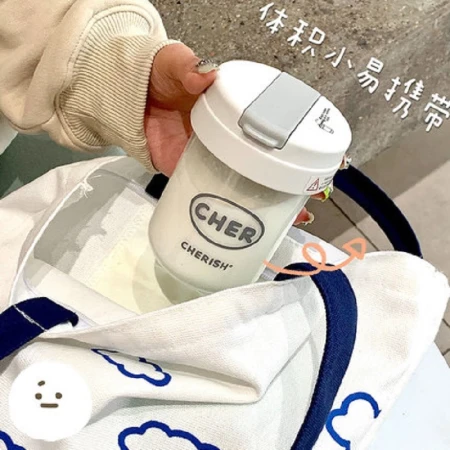 Royal Locke ROYALLOCKE Water Cup Cute Straw Cup Student Children Summer Internet Celebrity Plastic Cup Big Belly Cup Mother's Day Gift [Single Drink] Snow Mountain White 300ML