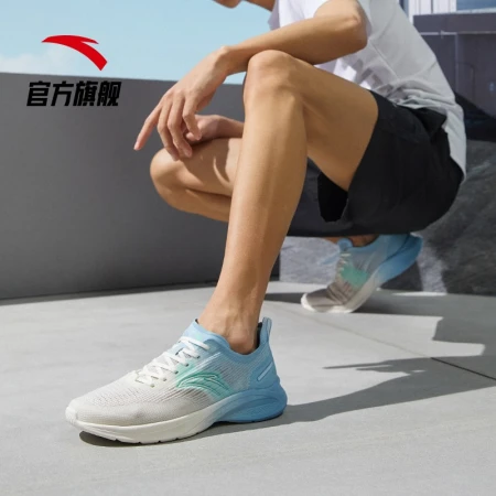 [Hydrogen Running 3] Anta sports shoes men's shoes 2022 winter running shoes men's lightweight breathable casual mesh wear-resistant official website flagship ivory white/waterfall blue-7 8.5 male 42