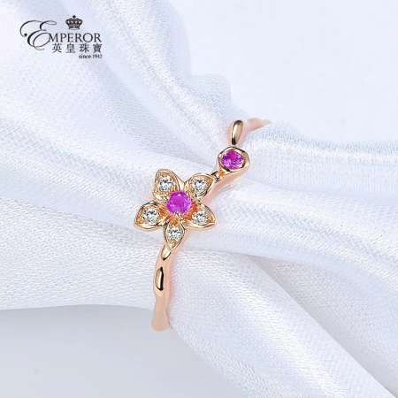 [Remove from the shelf after high praise]Emperor Jewelry 18K Rose Gold Flower Colored Treasure Diamond Ring Sapphire Diamond Ring Holiday Gift 700007 No. 14