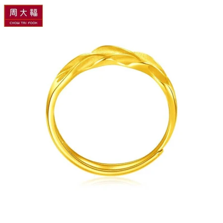 Chow Tai Fook Spike Ping An Ripple Wheat Ear Opening Ring Double-layer Gold Ring Pure Gold Women's Ring Work Fee 108 Valuation F221324 About 3.2g