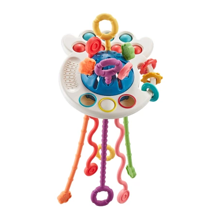 Dan Miqi infants and young children pumping music early education toys finger octopus flying saucer Lala music 0-1 years old baby training fingers flexible grasp 6-12 months birthday gift