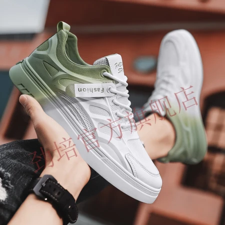 China monopoly Quanzhou men's shoes summer 2022 new casual white shoes thin section all-match sneakers men's mesh trendy shoes breathable men's white and green 39