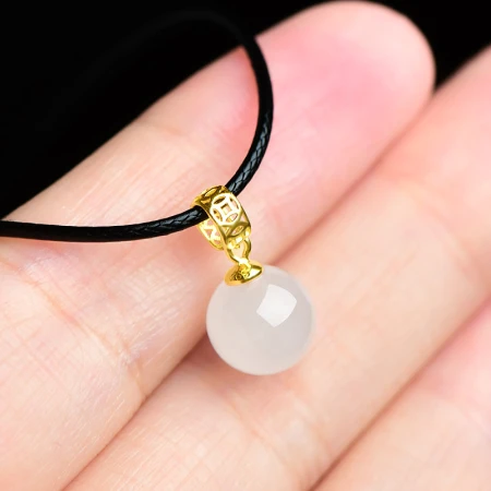 Keyu can ask for Christmas gifts and Tianyu gold inlaid jade pendant women's 18K gold inlaid suet white jade small apple jade pendant two silver and white jade pendants
