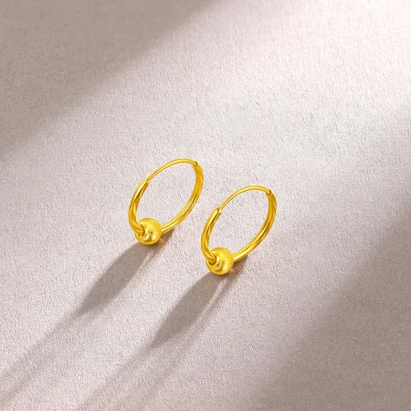 Saturday blessing jewelry full gold gold earrings women's models shining gold beads infinite gold 5G craft gold earrings earrings priced at A0910235 about 1.2g a pair