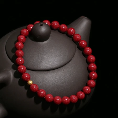 Gold Stone Rabbit Year Cinnabar Bracelet Amulet Women's Gold Pure Gold 999 Transfer Beads Couple Bracelet Birth Year Gift Male Cinnabar Bracelet 6mm [3mm Pure Gold] With Certificate