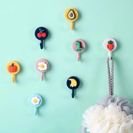 Okaiqi [10 packs] hook strong viscose home kitchen wall behind the door creative stickers dormitory cute no punching no trace load-bearing sticky hook clothes paste hanger cartoon hook 10 random colors