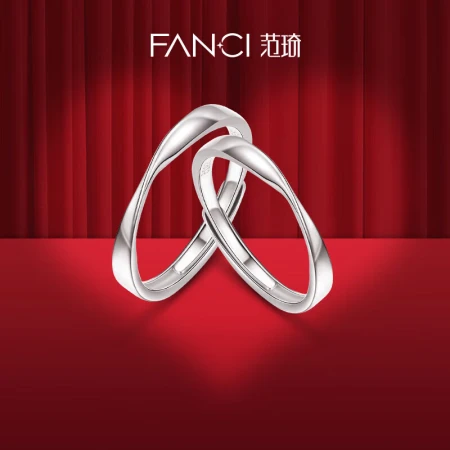 Fanci Fan Qi Mobius Ring 925 Silver Couple Rings for Women and Men Open Pair Ring Element Ring Small Design Ring Birthday Gift Valentine's Day Gift for Girlfriend and Boyfriend