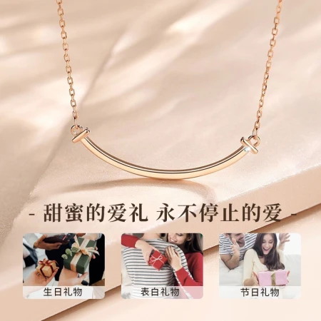N2IT Smart Skirt Diamond Necklace Alloy Pendant Dancing Necklace for Girlfriend Wife Ty Rose Gold-Diamond Smiley Necklace