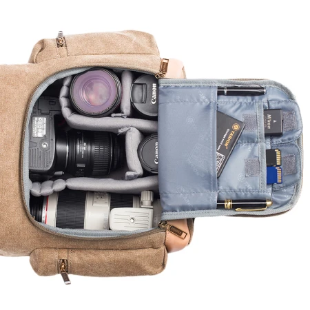 TARION German camera bag SLR backpack portable leather canvas camera bag Canon Nikon liner bag M02 retro yellow