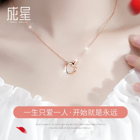 Star 925 Silver Necklace Women's Mobius Ring Fashion Pendant Personality Clavicle Chain Rose Gold Birthday Gift for Girlfriend Wife
