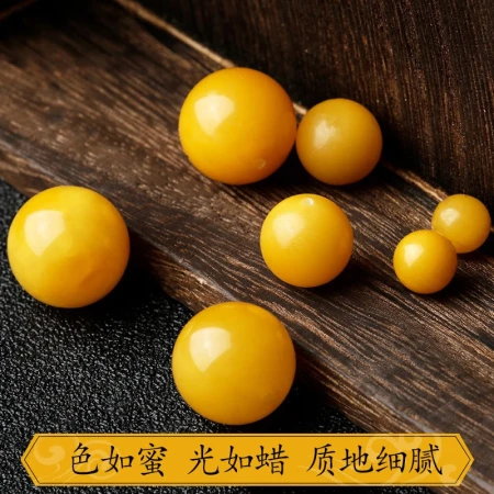 Green chicken oil yellow old beeswax loose beads amber round beads separated beads bracelet Buddha beads King Kong Xingyue Bodhi accessories [chicken oil full of honey] diameter about 13mm/piece