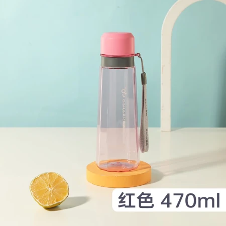 Camellia CHAHUA sports water cup outdoor large water cup fitness kettle plastic super large capacity tea summer portable student water cup multi-edged 470ml [pink green random]