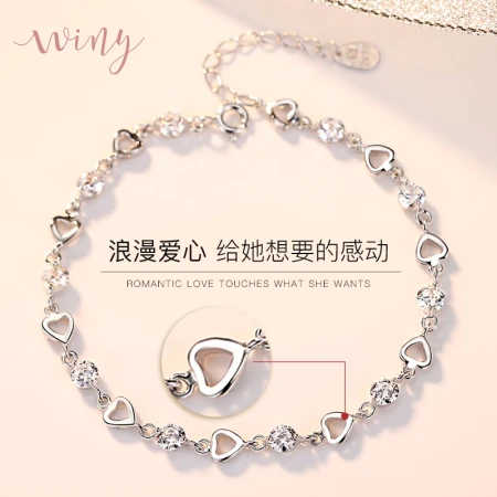 The only 999 pure silver bracelet female love at first sight to send girlfriend wife birthday Christmas gift ladies bracelet fashion jewelry exquisite bow gift box
